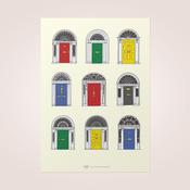 Irish Georgian Doorways Print, Primary Colours image