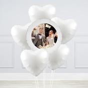 White Hearts Photo Upload Balloon Bunch