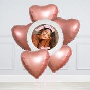 Rose Gold Hearts Photo Upload Balloon Bunch