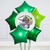 Green Star Mix Photo Upload Balloon Bunch