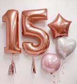 Inflated Rose Gold Birthday Balloon Numbers image