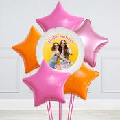 Pink &amp;amp; Orange Stars Photo Upload Balloon Bunch image