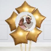 Gold Stars Photo Upload Balloon Bunch