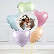 Pastel Hearts Photo Upload Balloon Bunch