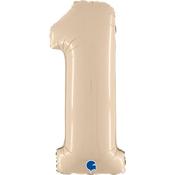 Inflated 26" Satin Cream Birthday Balloon Numbers image