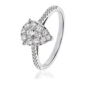 9ct White Gold Pear Shaped Diamond Ring 54pts image