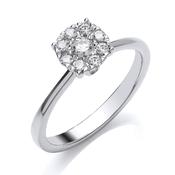 9ct White Gold Cluster Diamond Ring 33pts image