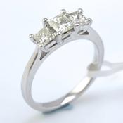 18ct White Gold 3 Stone Princess Cut Diamond Ring 54pts image