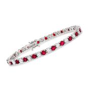 Sterling Silver Ruby And CZ Tennis Bracelet image