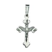 Silver Confirmation cross with raised dove necklace. image