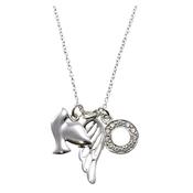 Silver Confirmation necklace with dove, wing and charm. image