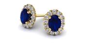 9ct Yellow Gold Diamond And Sapphire Stud Earrings image
