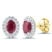 9ct Yellow Gold Diamond And Ruby Stud Earrings image