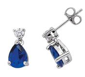 Sterling Silver Drop CZ And Sapphire Earring image