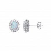 Sterling Silver CZ And Opal Earrings image