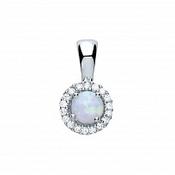 Sterling Silver Opal And CZ Pendant image