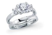 Sterling Silver 3 Stone Bridal Set Ring image