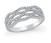 Sterling Silver CZ Wave Style Ring image