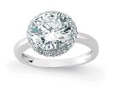 Sterling Silver Large CZ Centre In Halo Setting Ring image