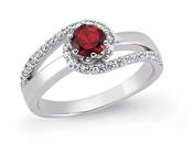 Sterling Silver Ruby And CZ Twist Ring image