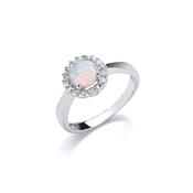 Sterling Silver Opal And Halo Dress Ring image