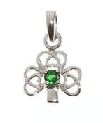 Cailin Sterling Silver Shamrock Pendant With Emerald Green Stone image