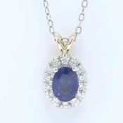 9ct White Gold Diamond And Sapphire Pendant With Chain image