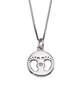 D For Diamonds Sterling Silver Cut Out Double Feet With Diamond Pendant image