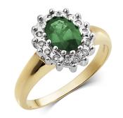 9ct Yellow Gold Diamond And Emerald Ring image