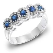 9ct White Gold Diamond And Sapphire Dress Ring image