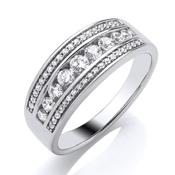 9ct White Gold 3 Row Diamond Ring 50pts image