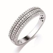 9ct White Gold 3 Row Diamond Set Ring 26pts image