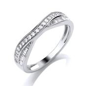 9ct White Gold Double Wishbone Diamond Ring 23pts image
