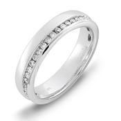 Gold Channel Set Off Centre Round Brilliant Diamond Ring 35 pts image