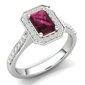 9ct White Gold Diamond And Ruby Dress Ring image