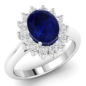 18ct White Gold Cluster Diamond And Sapphire Ring image