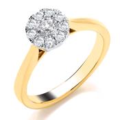 18ct Yellow Gold Cluster Diamond Ring 50pts image