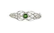 Cailin Sterling Silver Celtic Brooch With Emerald Green Stone image