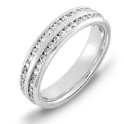 Gold Double Row Channel Set Round Brilliant Diamond Ring 50 pts image