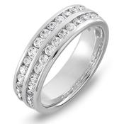 Gold Double Row Channel Set Brilliant Cut Diamond Ring 1.2cts image