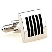 Polished Chrome And Black Square Cufflinks image