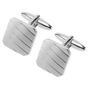 Brushed And Polished Chrome Effect Cut Corner Cufflinks image