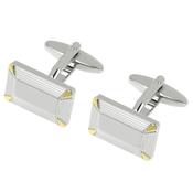 Oblong Polished And Gold Colour Tipped Cufflinks image