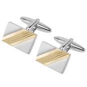 Brushed Chrome And Gold Colour Cufflinks image