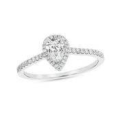 18ct White Gold Pear Shape Diamond With Halo And Diamond Set Shoulders 79pts image
