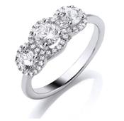 9ct White Gold Triple Halo Diamond Ring. 50pts image