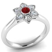 9ct White Gold Ruby And Diamond Daisy Ring. 15pts image