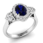 Platinum 1.08pts Sapphire And 1.02pts Diamond Dress Ring image
