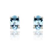 9Ct White Gold Oval Aquamarine Earrings image