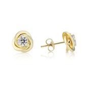 9Ct Yellow Gold Cz &amp;amp; Knot Earrings image